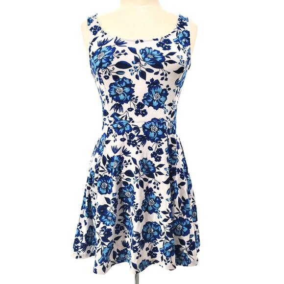H&M Divided 8 Dress Floral Sleeveless Skater Summer Flare Mini Retro - Picture 2 of 10